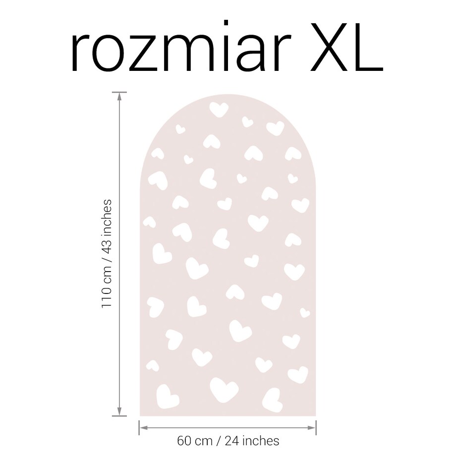 Naklejka na ścianę łuk brudny róż - serca XL