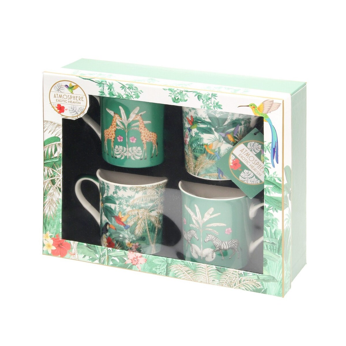 Zestaw kubków Exotic 4 szt., 12 x 9 x 9 cm