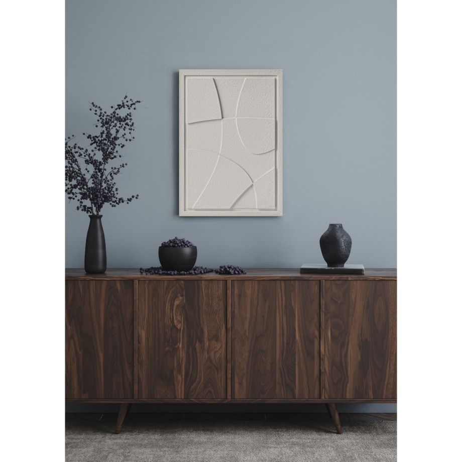 Obraz 3D 50x70cm Abstract I – Dekoracja Ścienna z Tynku Naturalnego, Natural Cream Minimalistyczny Relief