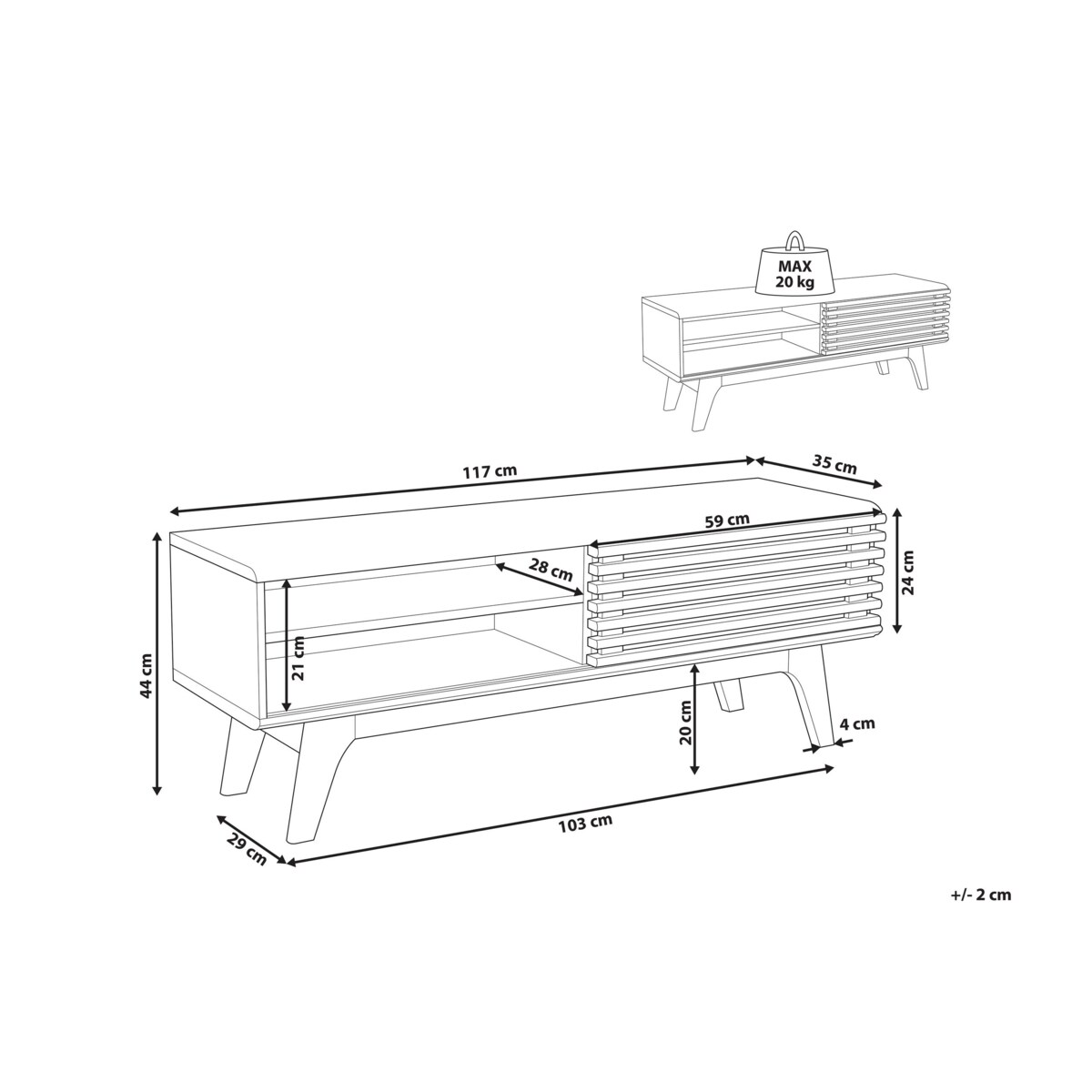 Szafka RTV ciemne drewno z białym TOLEDO