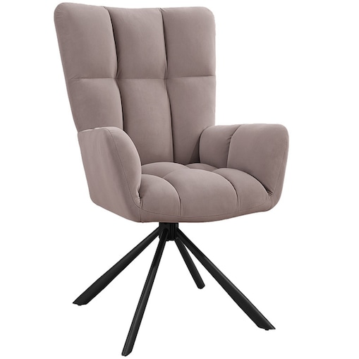 Krzesło tapicerowane obrotowe 180 do salonu jadalni nowoczesne welurowe szaro-beżowe