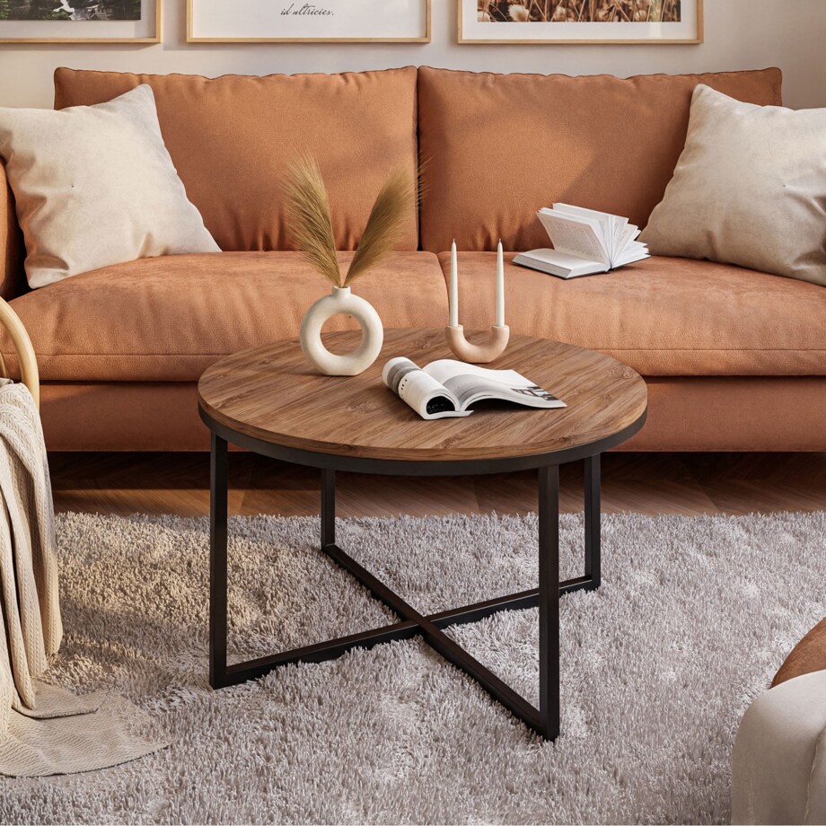 Okrągły stolik kawowy CIRI-X czarny dąb stirling