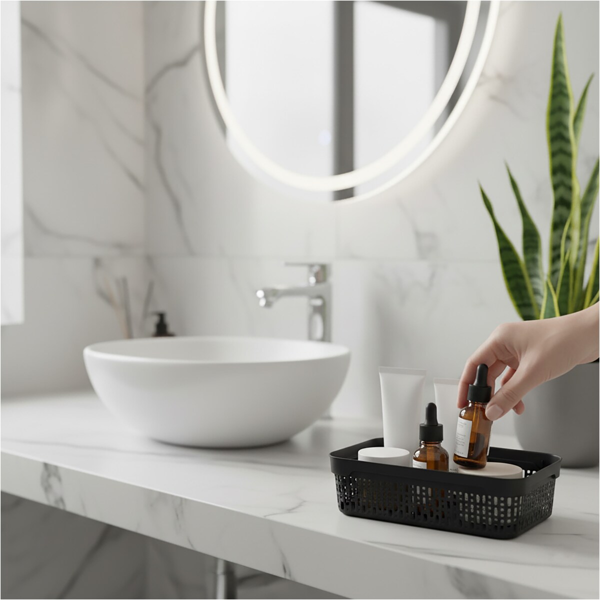 Koszyk Ażurowy Koszyczek S Plastikowy Na Kosmetyki Do Łazienki Pudełko Pojemnik Do Szuflady Czarny