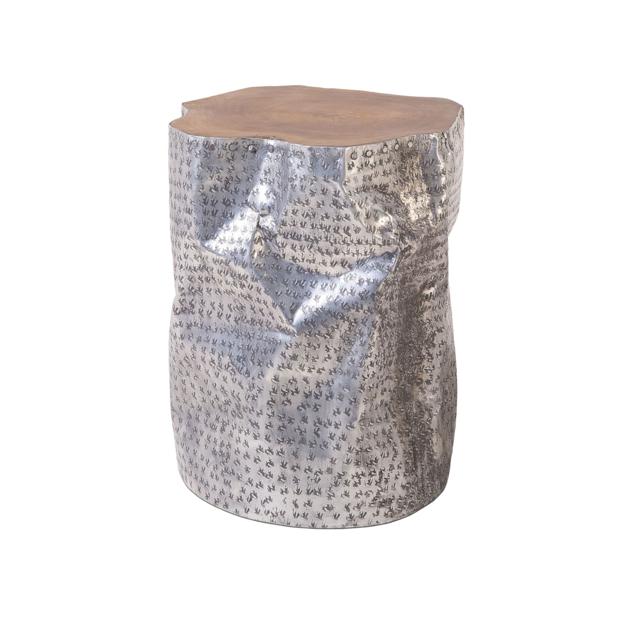 Stolik kawowy tekowy srebrny GORDON