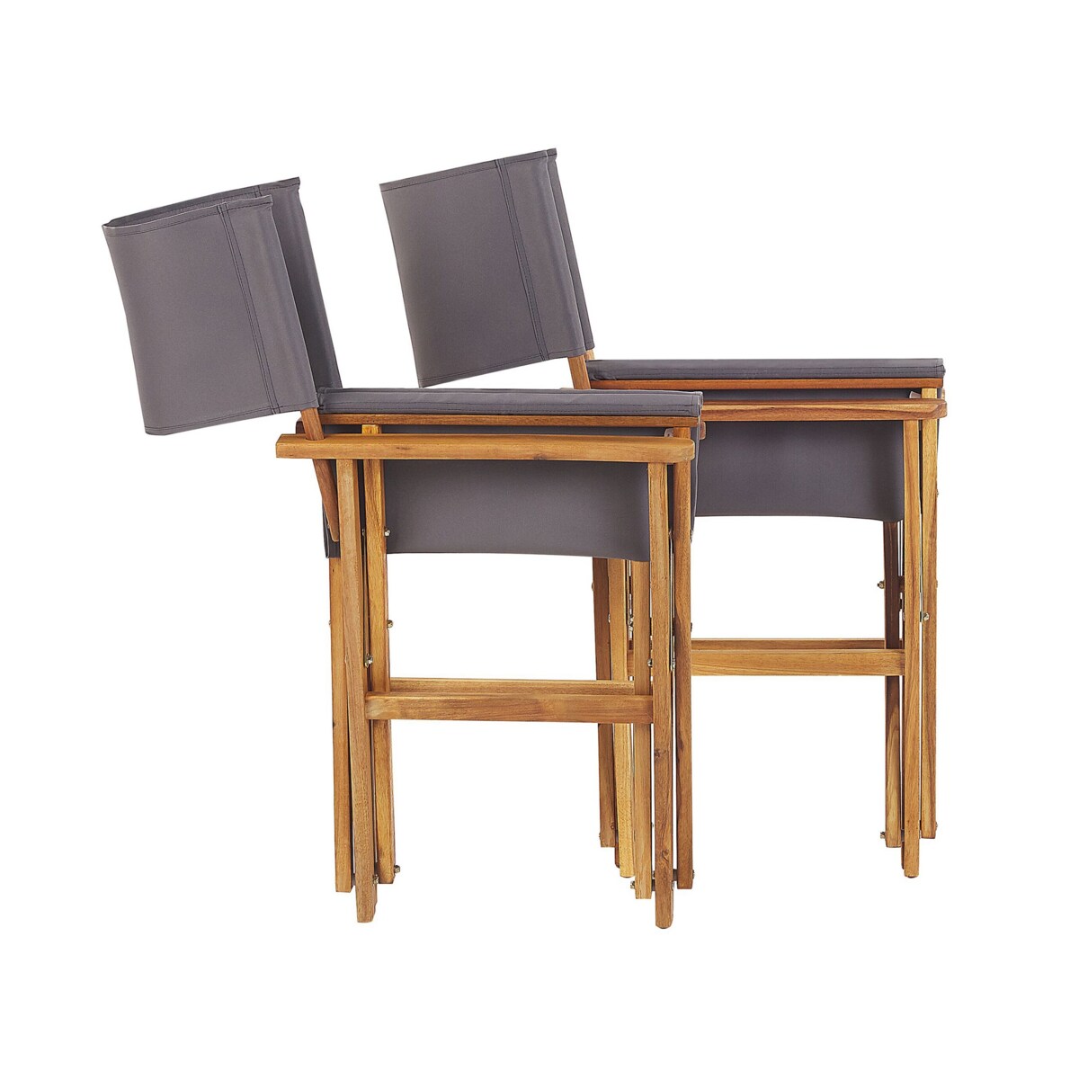 Zestaw 2 krzeseł ogrodowych akacjowy jasne drewno z szarym CINE