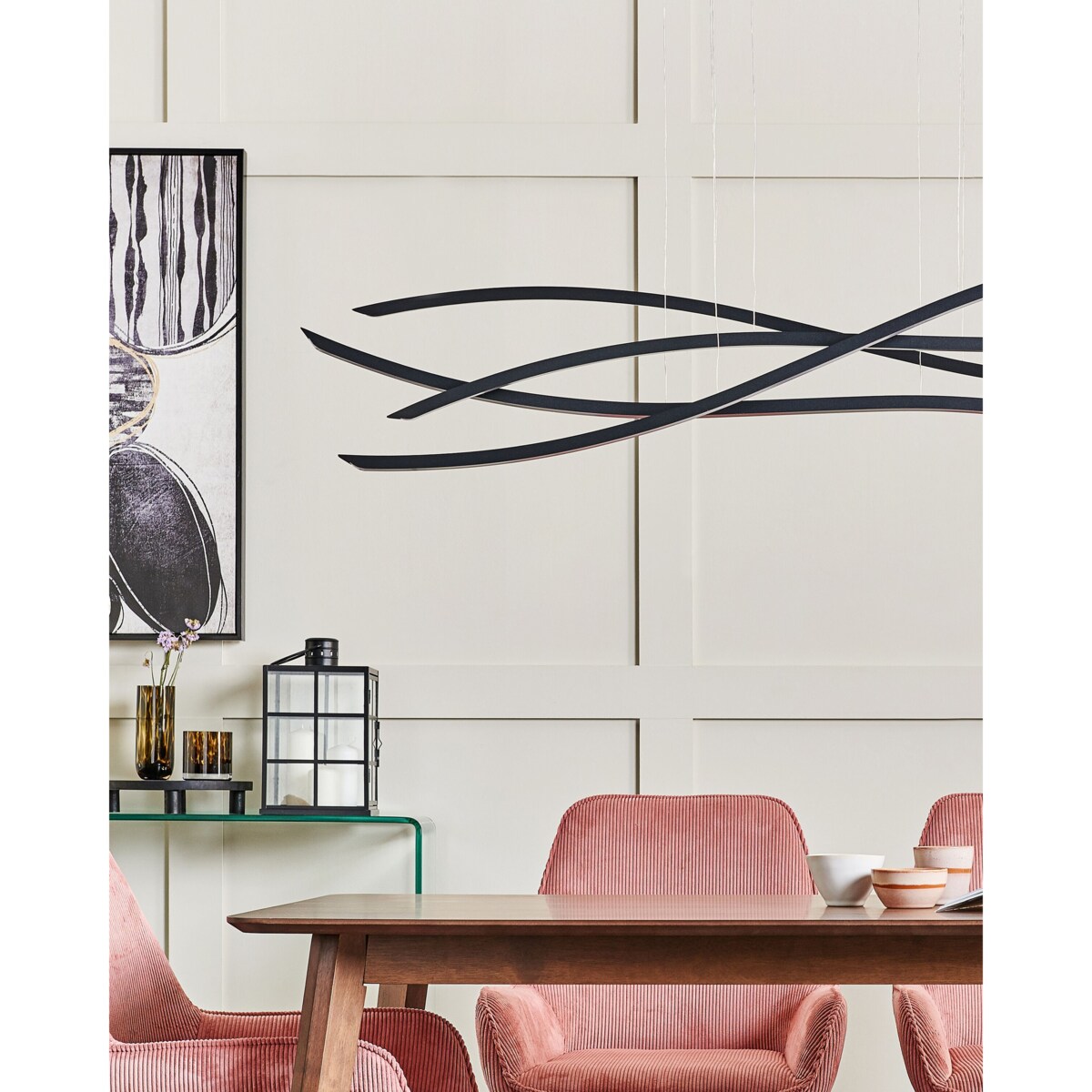 Lampa wisząca LED 4 punktowa metalowa czarna CALAO