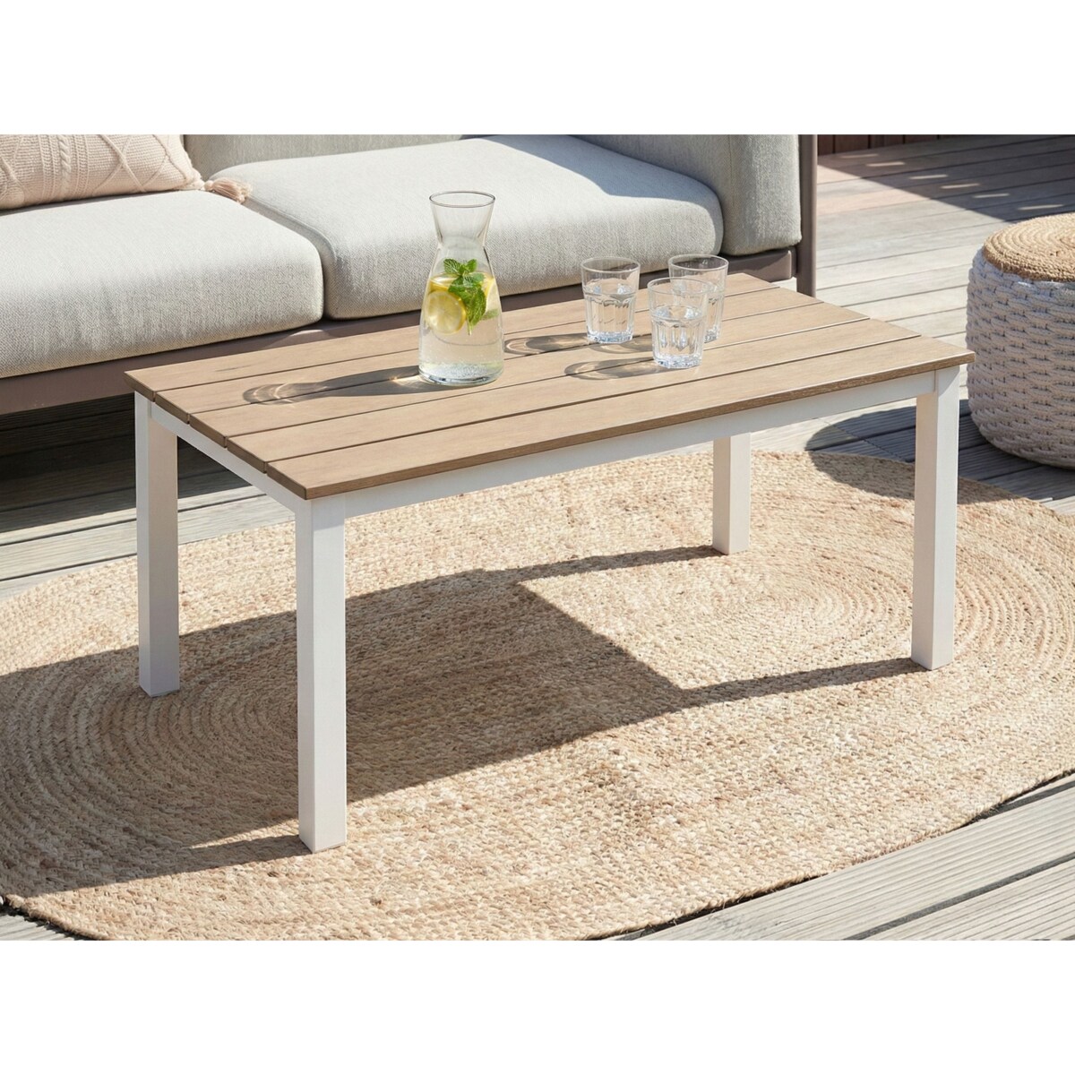 Stół ogrodowy MESSINA 100 cm 52 cm Biały