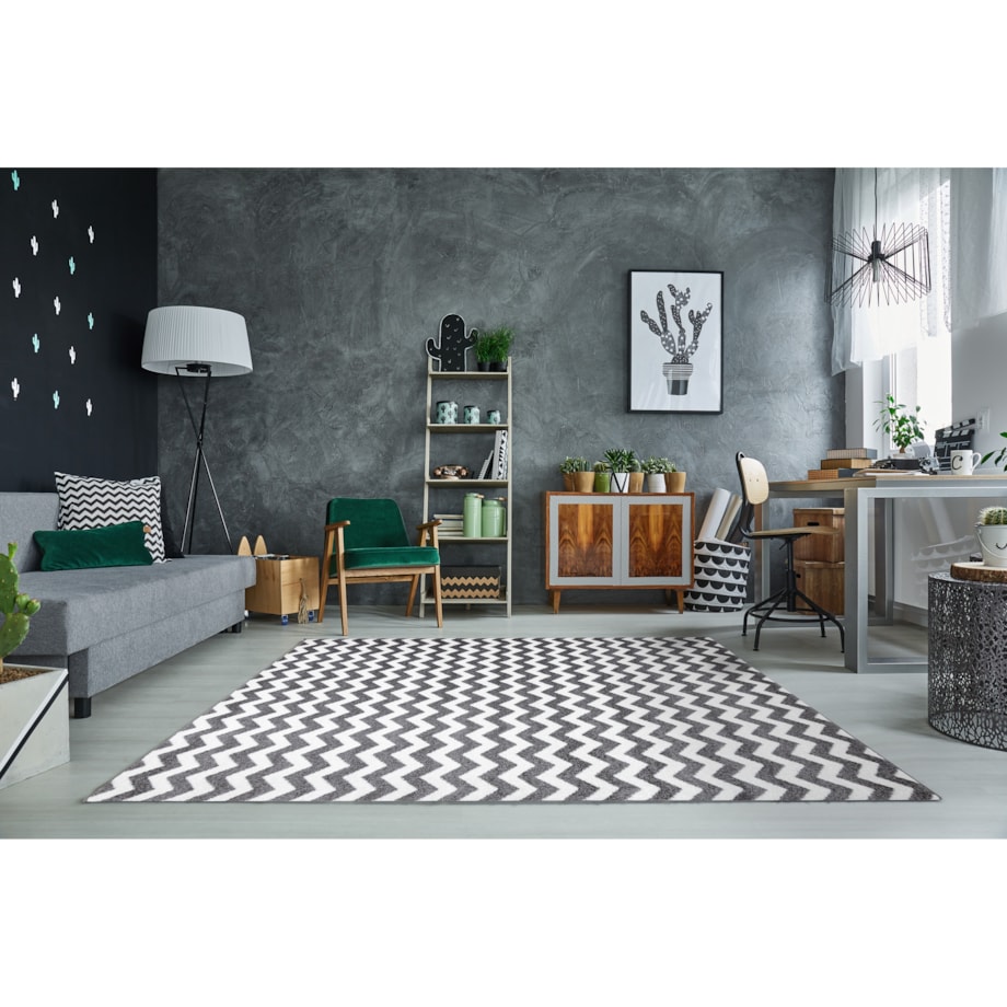Dywan SKETCH - F561 szaro/biały - Zygzak 200x290 cm