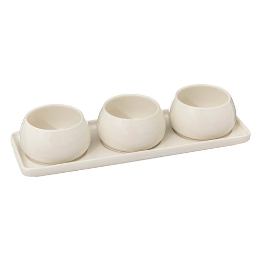 Miseczki do dipów i przekąsek NORA, ceramiczne, kolor biały
