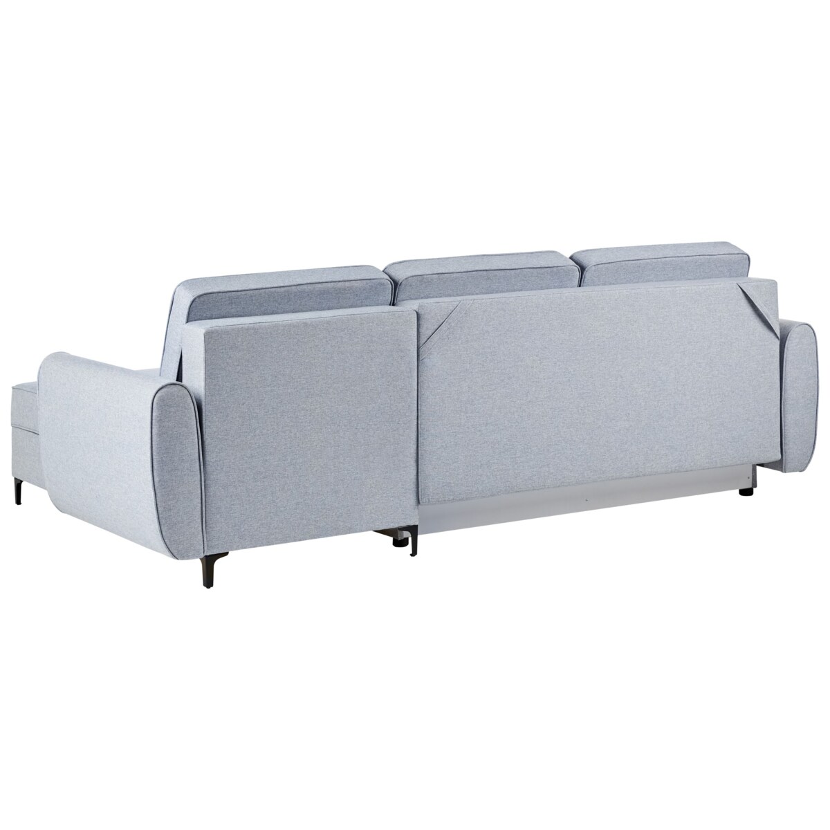 Narożnik rozkładany dla 3 osób SIMRIS Błękitny ze schowkiem Lewostronny