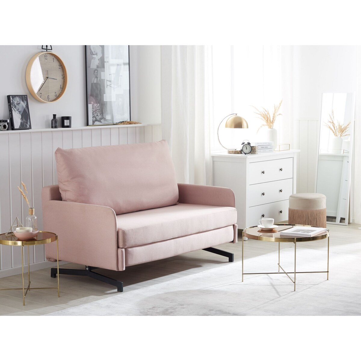 Sofa rozkładana BELFAST Różowy dla 2 osób