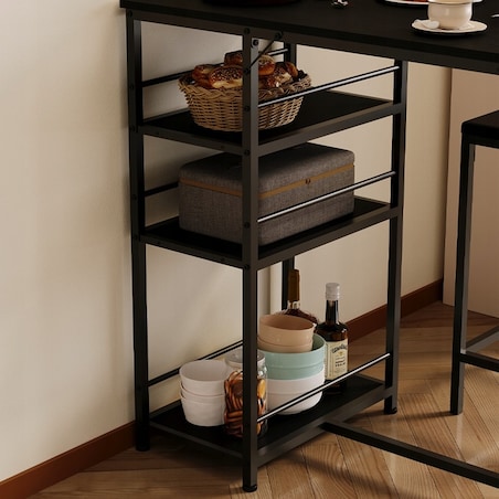Zestaw stół + krzesła barowe jadalniany z 2 stołkami czarny loft do kuchni