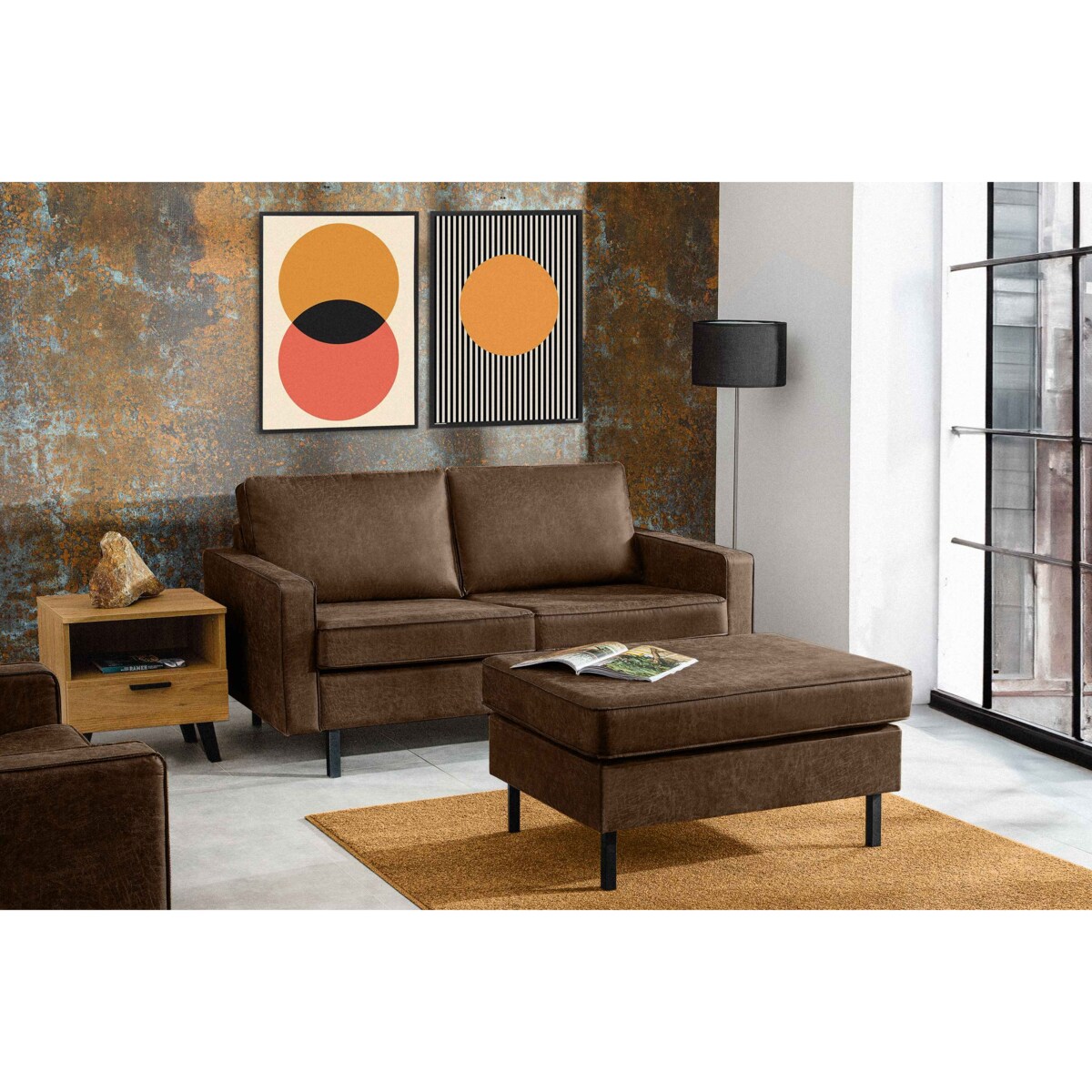 KONSIMO INVIA Podnóżek Puf w nowoczesnym stylu ciemnobrązowy