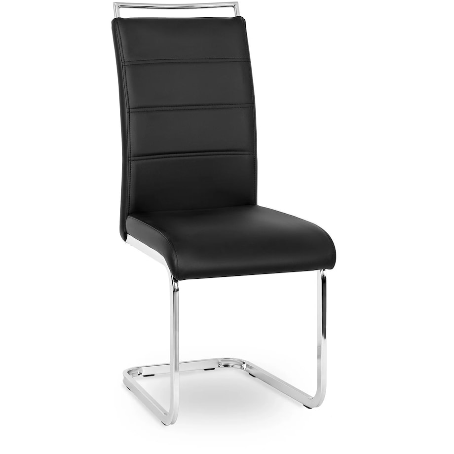 Krzesło Tapicerowane Czarne Na Płozach LOCA Kuchenne Do Jadalni Salonu