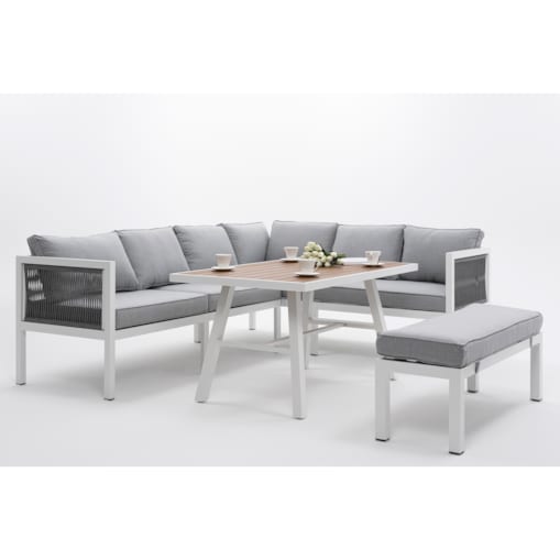 Meble ogrodowe aluminiowe narożnik stół PORTOFINO białe