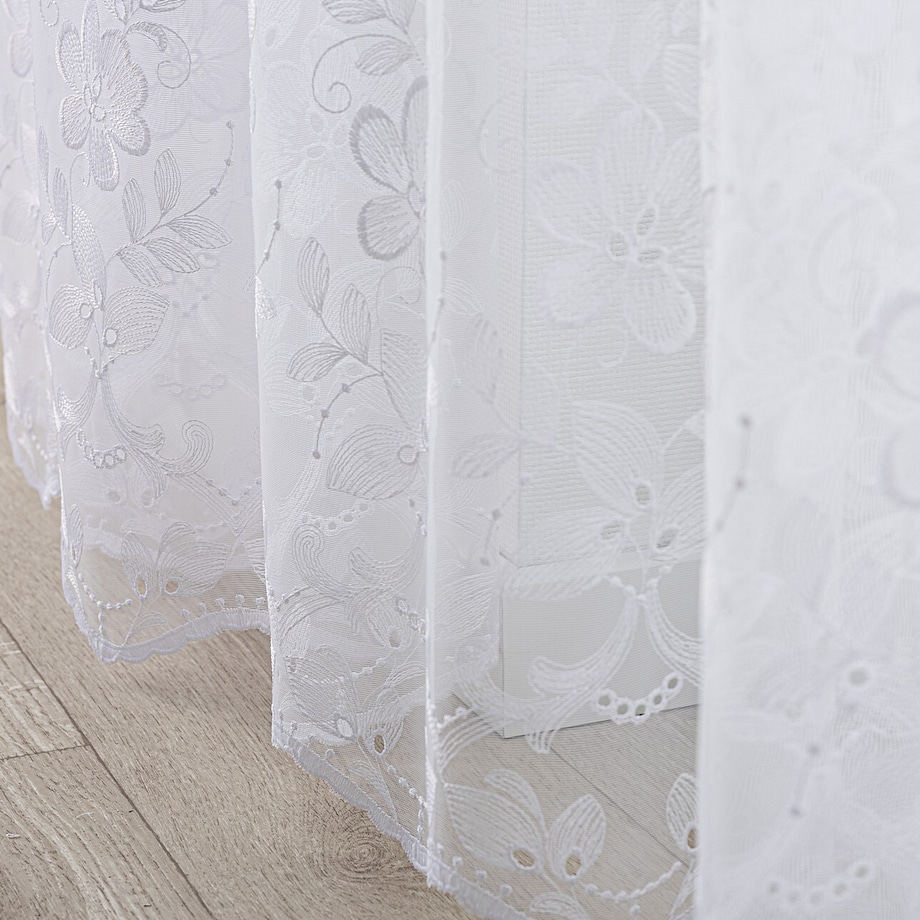 Firana na haczykach flex podwójnych 300x265 biały ze wzorem