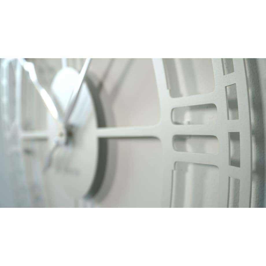 Duży metalowy zegar ścienny biały 80cm