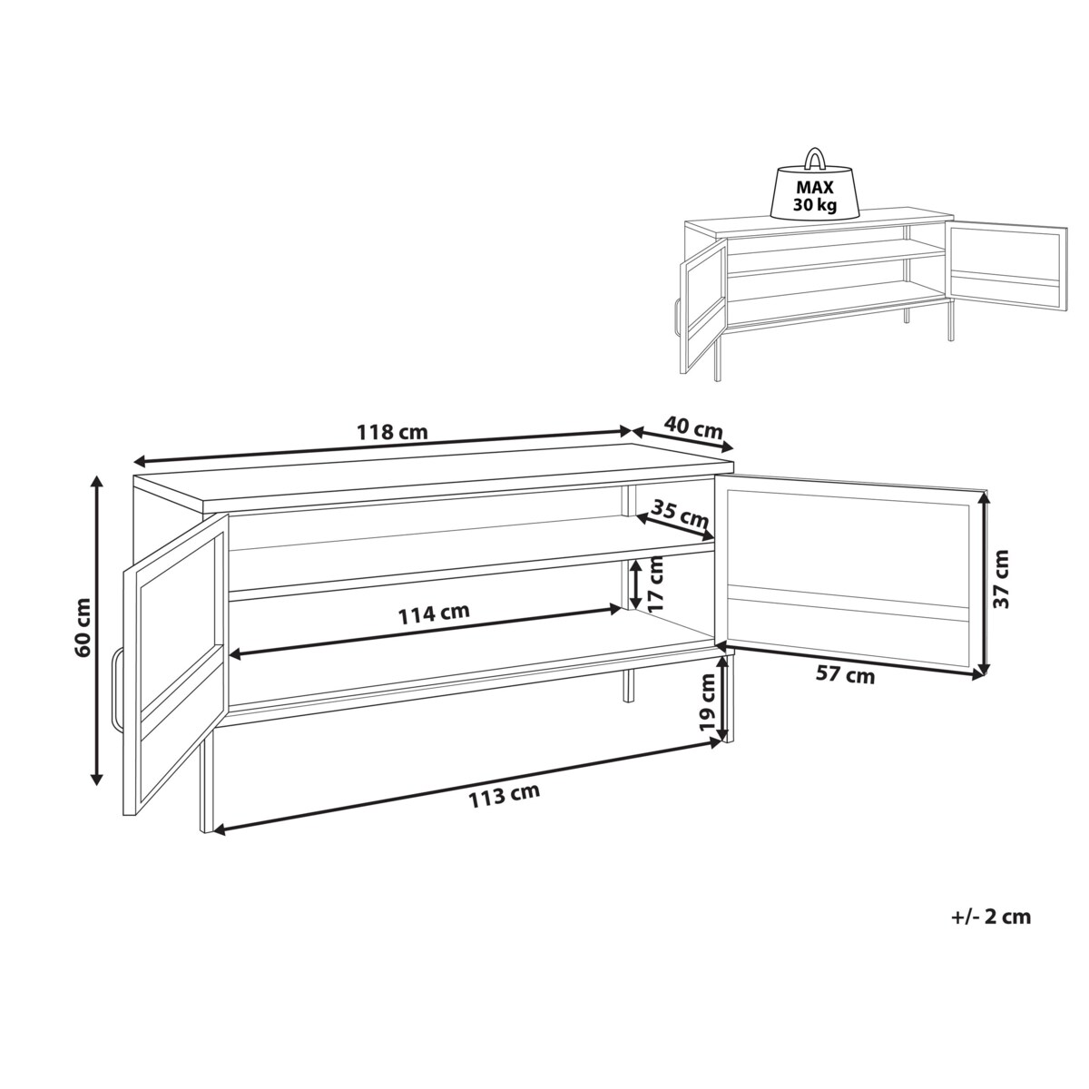 Szafka dwudrzwiowa metalowa czarna MORLEY