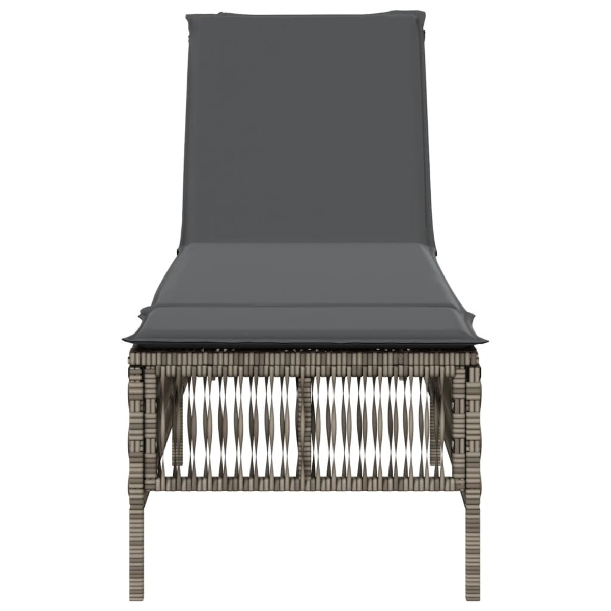 vidaXL Leżak z poduszką, szary, polirattan