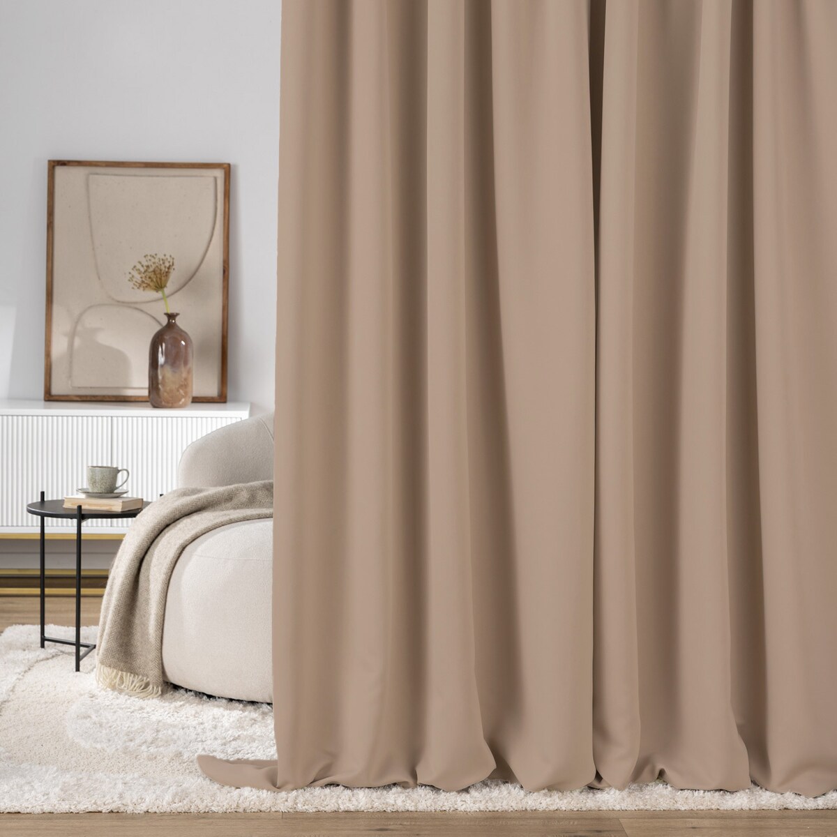 Zasłona zaciemniająca na taśmie marszczącej ciemnobeżowy 140 x 280 cm 1 szt. 140x280 beżowy