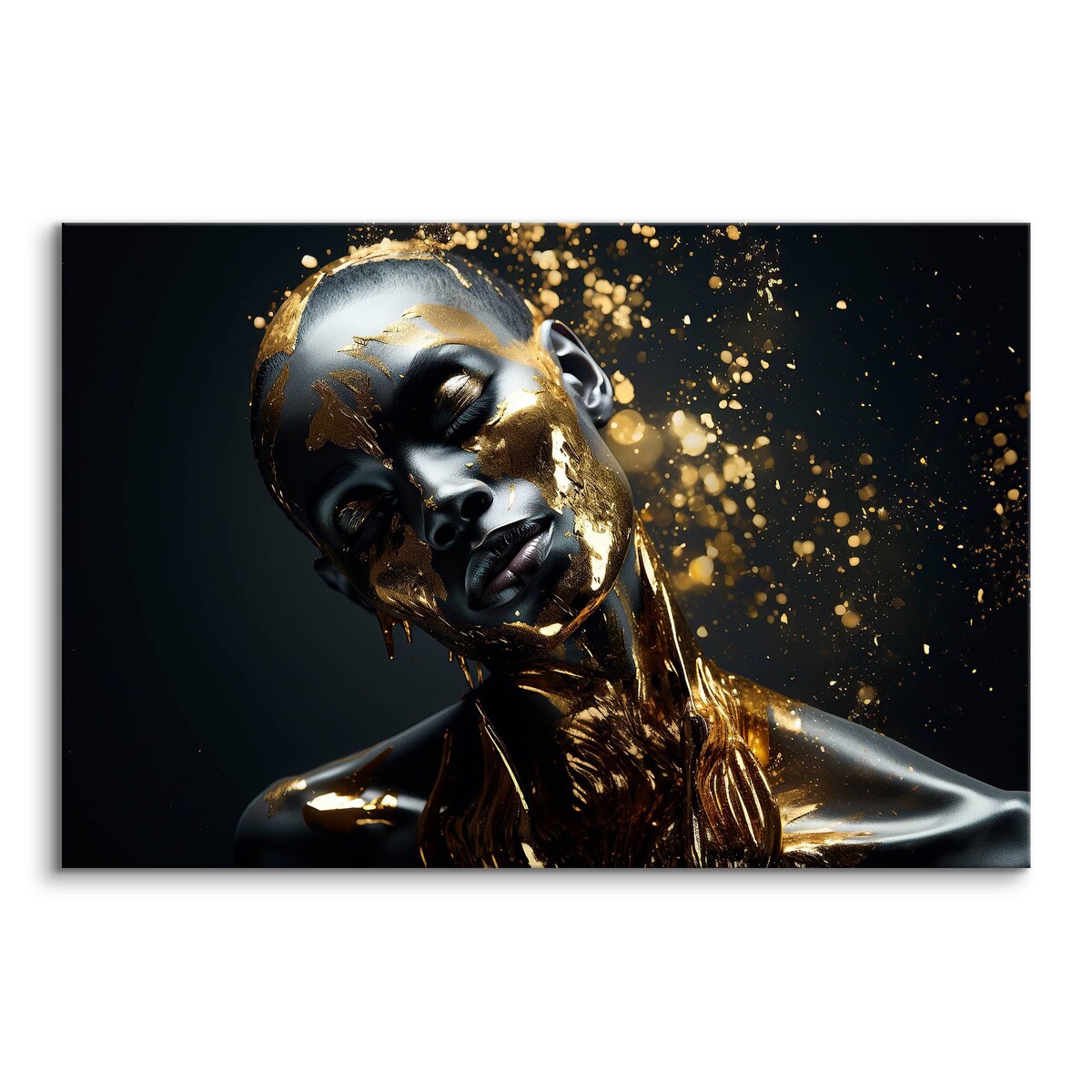 Obraz Canvas Abstrakcyjny Portret Kobiety Glamour Elementy Złota 120x80cm