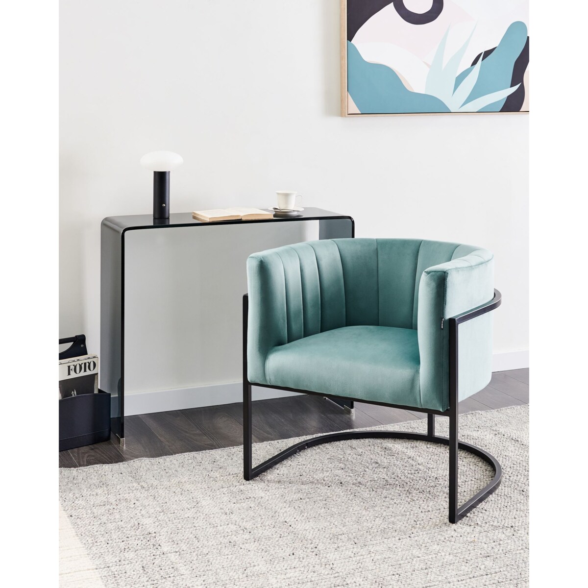 Fotel LARVIK II Welur Miętowy