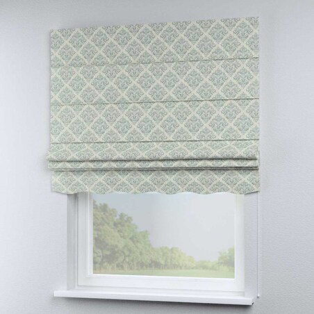 Roleta rzymska Florencja, srebrno-niebieski ornament na szarym tle, Imperia Premium