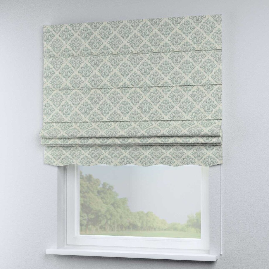 Roleta rzymska Florencja, srebrno-niebieski ornament na szarym tle, Imperia Premium