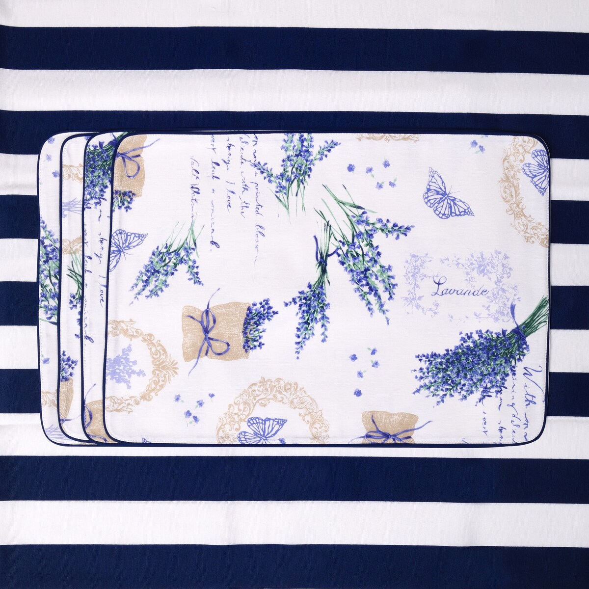 Podkładki dwustronne Lavender & White Panama