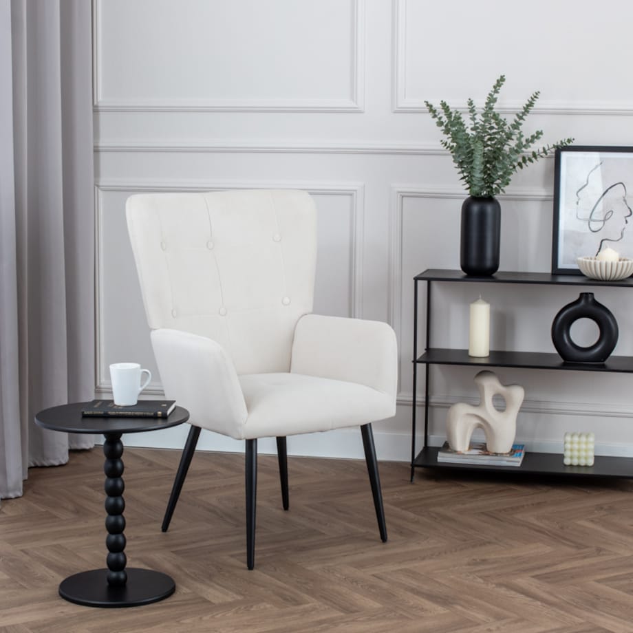 Foteldo salonu wypoczynkowy uszak beżowy welurowy wygodny tapicerowany