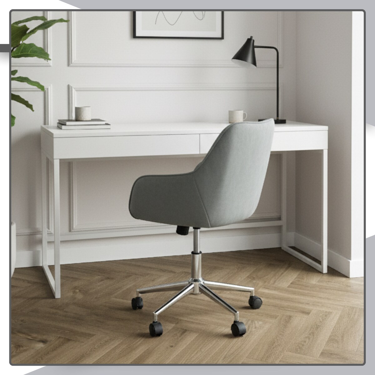 Krzesło biurowe fotel obrotowy welurowy szary do biurka toaletki