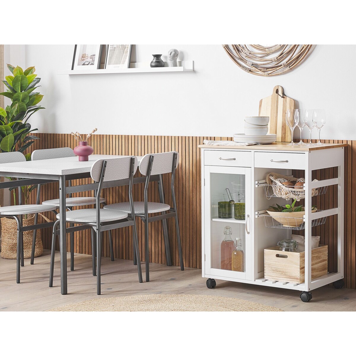 Wózek kuchenny 2 szuflady biały BOVES