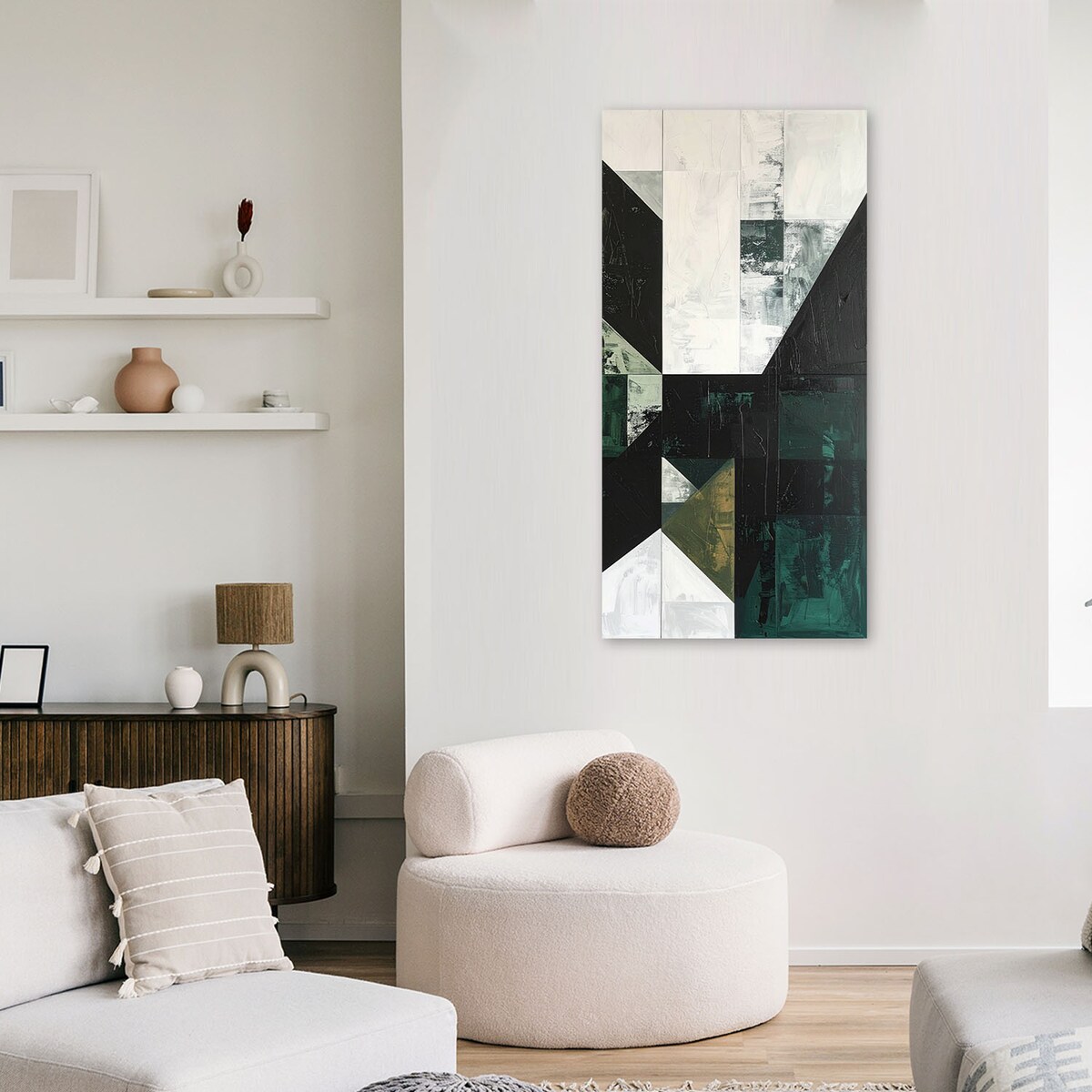 Obraz do salonu sypialni biura loftu, Zielona geometryczna abstrakcja