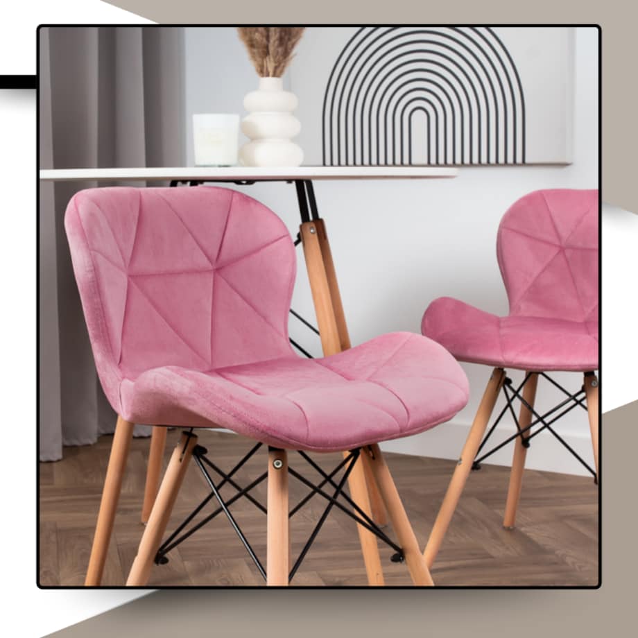 Krzesło Tapicerowane Welurowe Do Jadalni Salonu Pikowane Skandynawskie