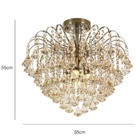 Kryształowa LAMPA sufitowa 5193/4 21QG Elem metalowa OPRAWA crystal glamour mosiądz bursztynowa