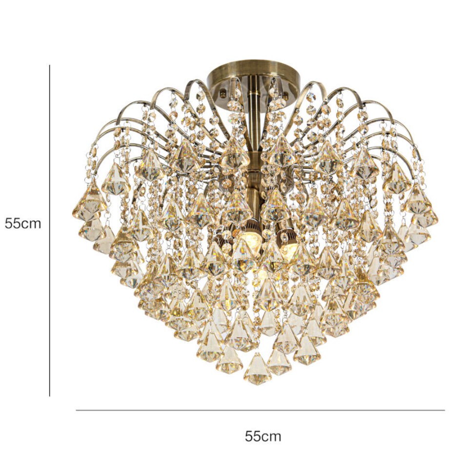 Kryształowa LAMPA sufitowa 5193/4 21QG Elem metalowa OPRAWA crystal glamour mosiądz bursztynowa