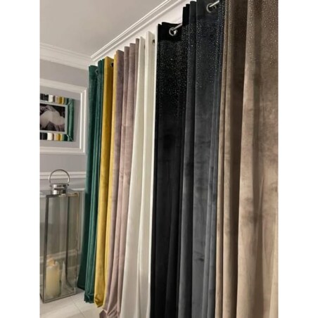 zasłona welurowa z piórami "feather glam" 140x250 cm brudny róż