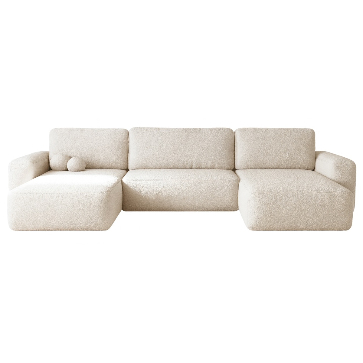 Narożnik U ILO z pojemnikiem na pościel i funkcja spania, śmietankowy