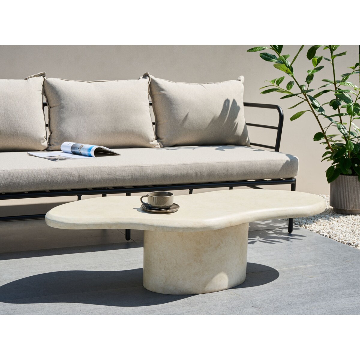 Stolik kawowy CONZA 57 cm 120 cm Beżowy