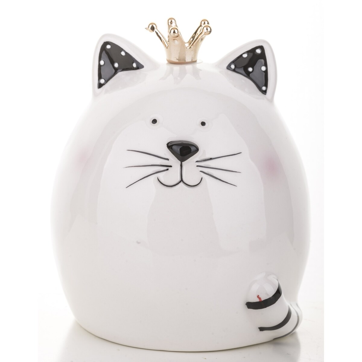 Skarbonka ceramiczna - 12x10x10 cm kotek GATTINO w koronie