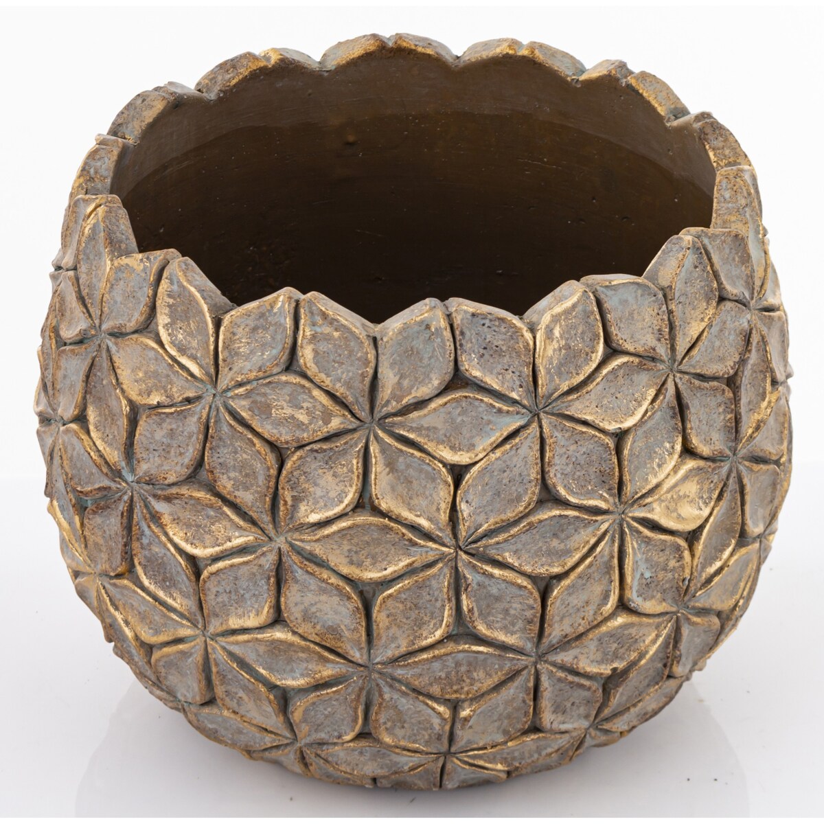 Osłonka cementowa 18,5x22x22 cm ASCONA  złota