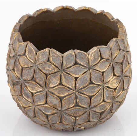 Osłonka cementowa 18,5x22x22 cm ASCONA złota