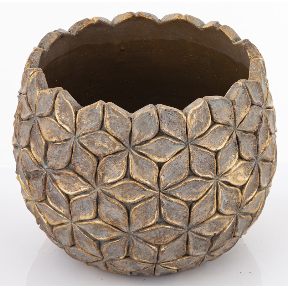 Osłonka cementowa 18,5x22x22 cm ASCONA złota