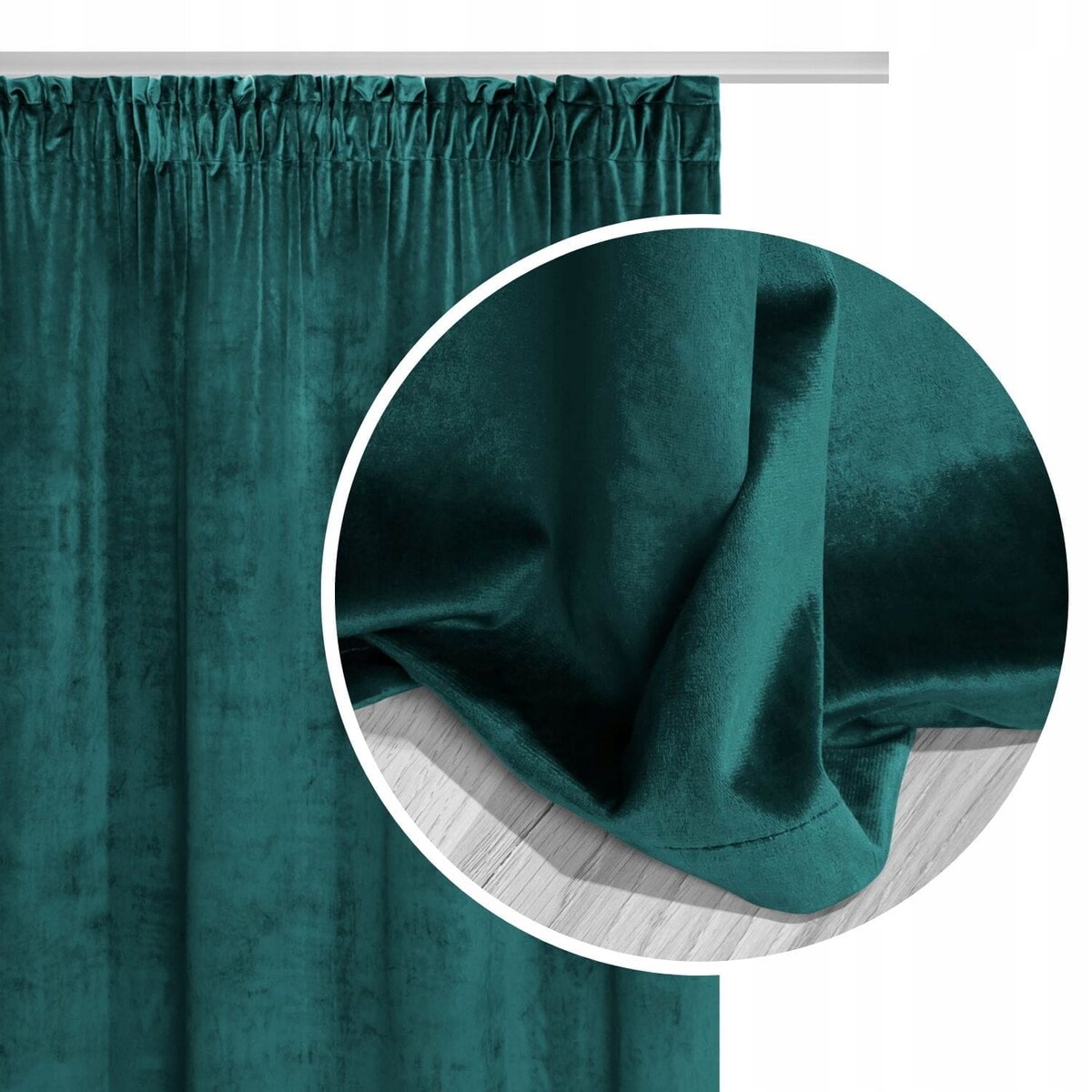 Ciemny Turkus Zasłona Welurowa Velvet Na Taśmie 140x270 Velvet