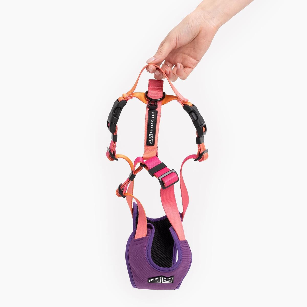 Szelki bezuciskowe dla psa lub kota "Under my ombrella" POMARAŃCZ - Szerokość taśmy: 15mm, Rozmiar: XXS