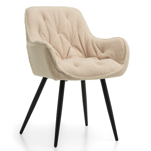 Krzesło tapicerowane pikowane tkanina boucle teddy SIENA beżowa