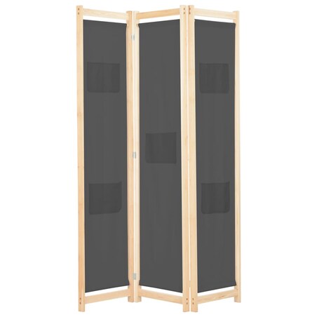 vidaXL Parawan 3-panelowy, szary, 120x170x4 cm, tkanina