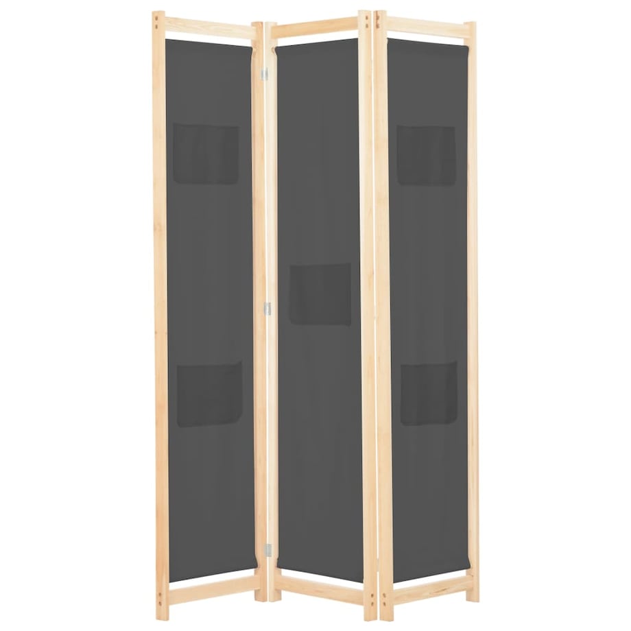 vidaXL Parawan 3-panelowy, szary, 120x170x4 cm, tkanina