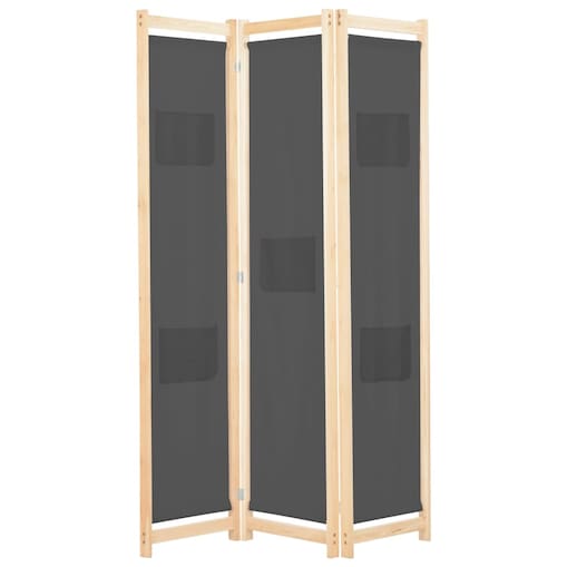 vidaXL Parawan 3-panelowy, szary, 120x170x4 cm, tkanina