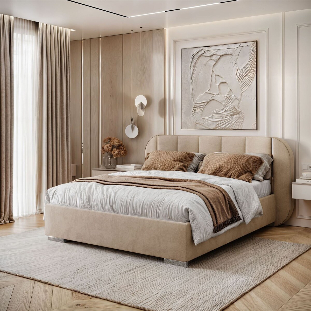 Łóżko tapicerowane AMARA SILVER, pojemnik, stelaż 32, 140x200, Royal Velvet 87170